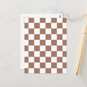 Carte Postale Carrés Checker mocha brun blanc géométrique rétro
