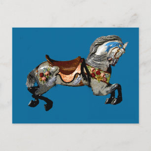 Carte Postale Carrousel Fleuri Cheval cadeaux & salutations