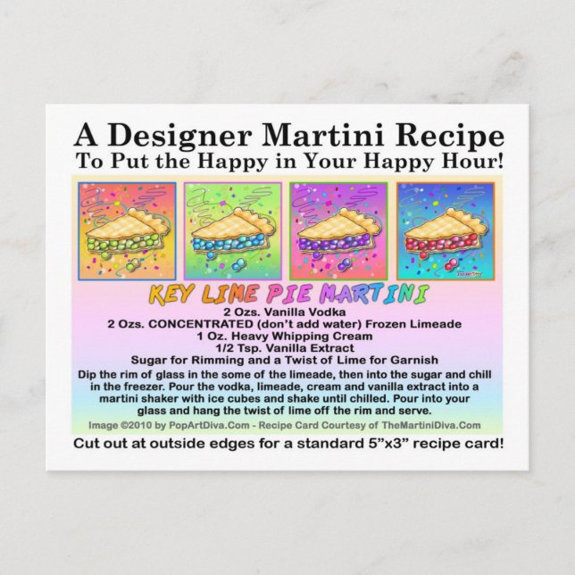 Carte postale Carte à recette à tarte de citron ve (Devant)