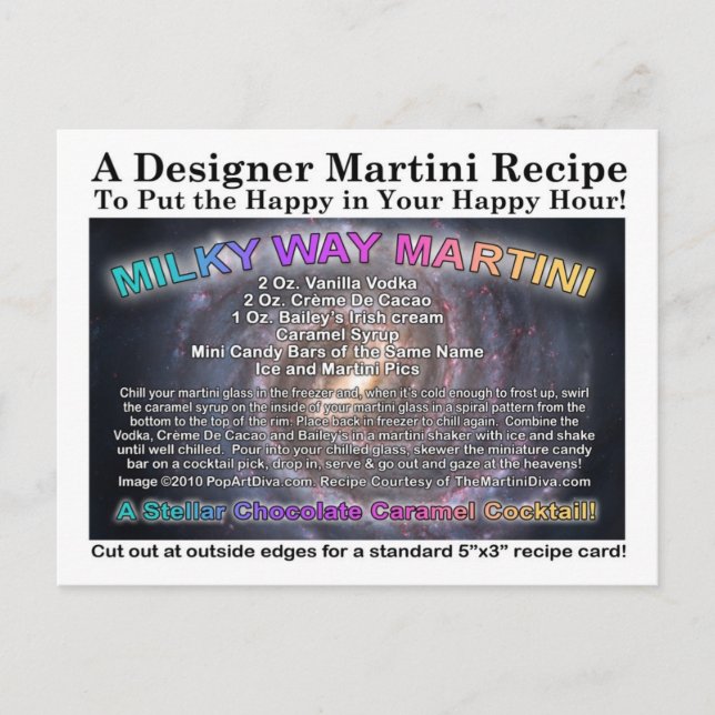 Carte postale Carte à recette Martini Voie Lactée (Devant)