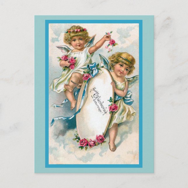 Carte Postale "Carte d'anniversaire Vintage allemande" (Devant)