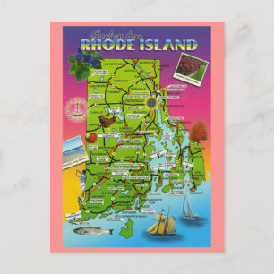 Carte postale Carte de l'État de Rhode Island