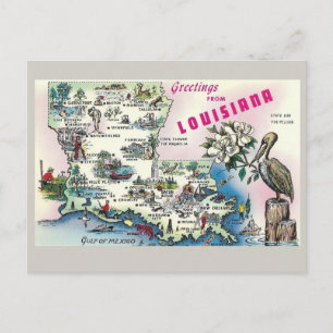 Carte postale Carte de l'État Louisiane