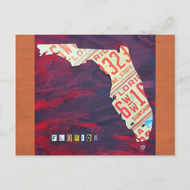Carte postale Carte de plaque de licence Floride (Devant)