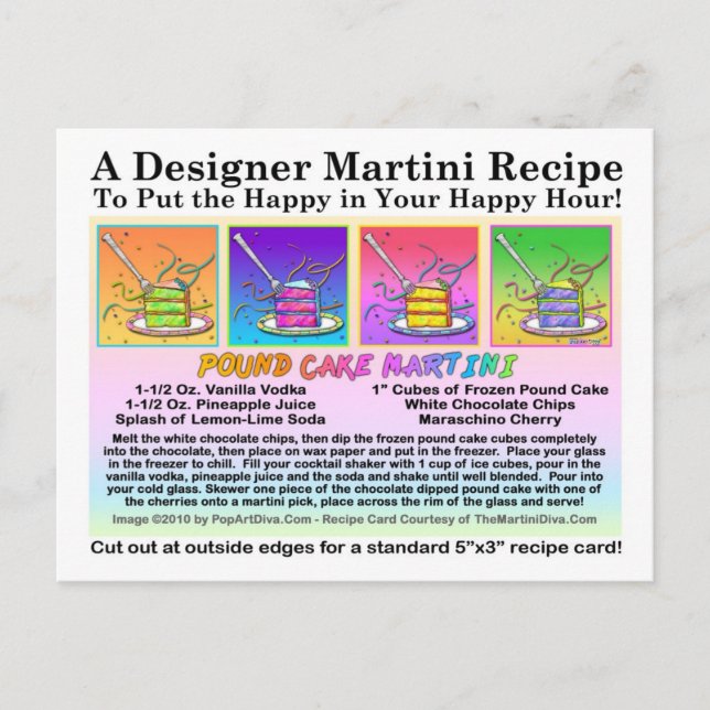 Carte postale Carte de recette à base de Martini a (Devant)