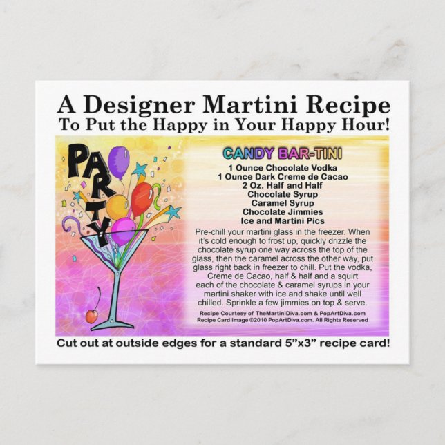 Carte postale Carte de recette à base de Martini B (Devant)