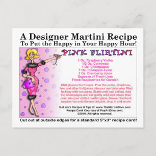 Carte postale Carte de recette Flirtini Rose