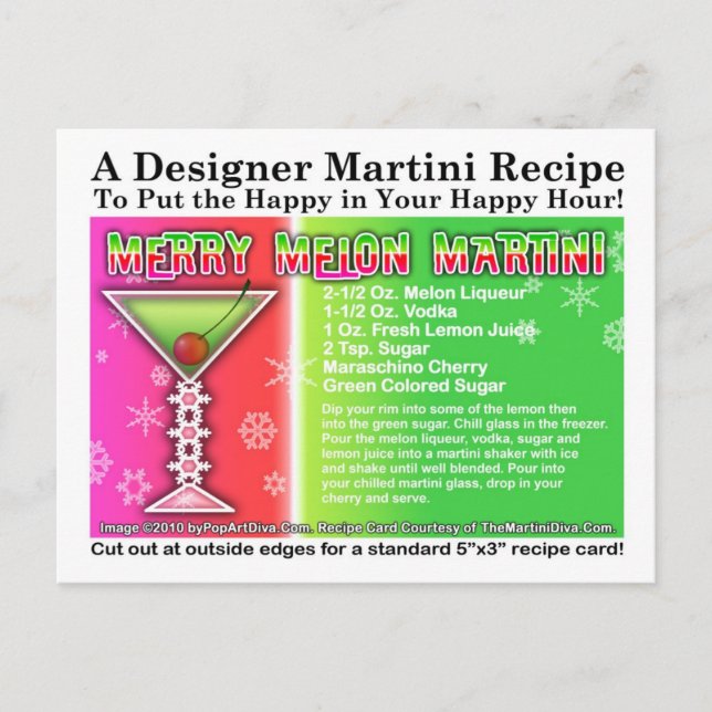 Carte postale Carte de recette Joyeux Martini de N (Devant)