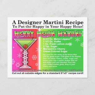 Carte postale Carte de recette Joyeux Martini Noël