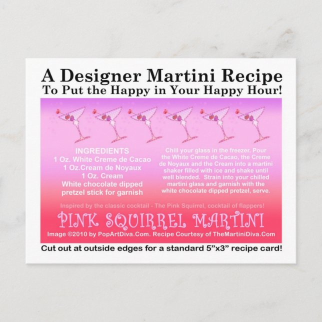 Carte postale Carte de recette Pink Squirrel Marti (Devant)