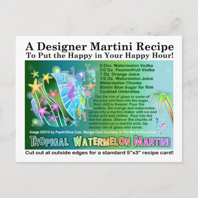 Carte postale Carte de recette Tropical Watermelon (Devant)