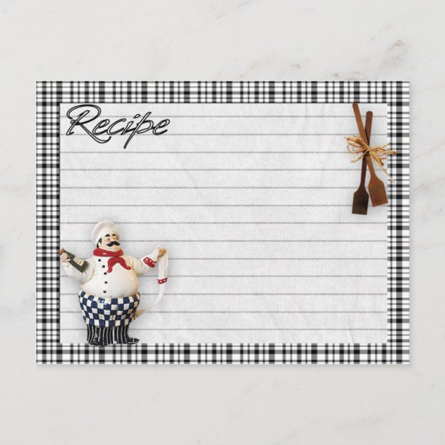 Carte postale carte de recettes du chef italien (Devant)