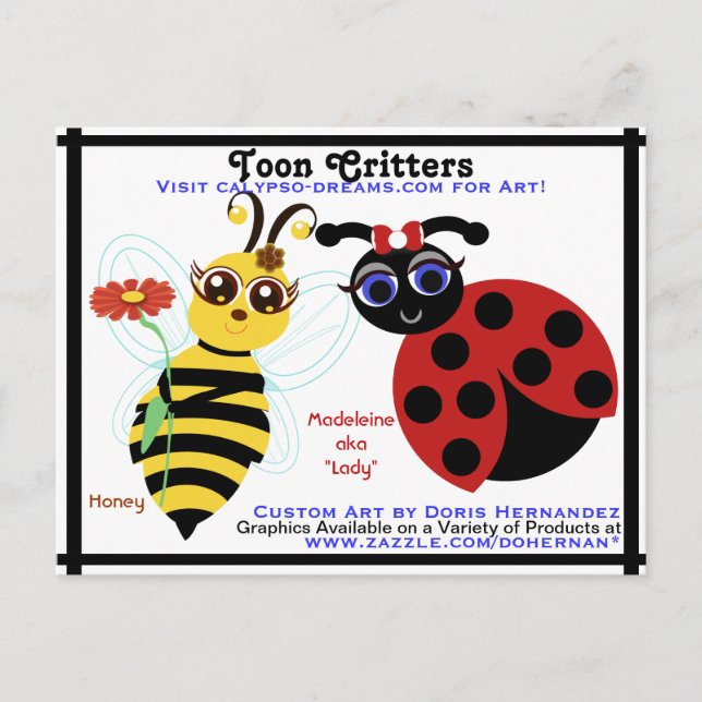 Carte postale Carte de visite A* Bee and Lady Bug  (Devant)
