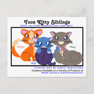 Carte postale Carte de visite Toon Kitty Sibings