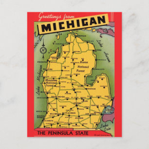 Carte postale Carte de voeux du Michigan