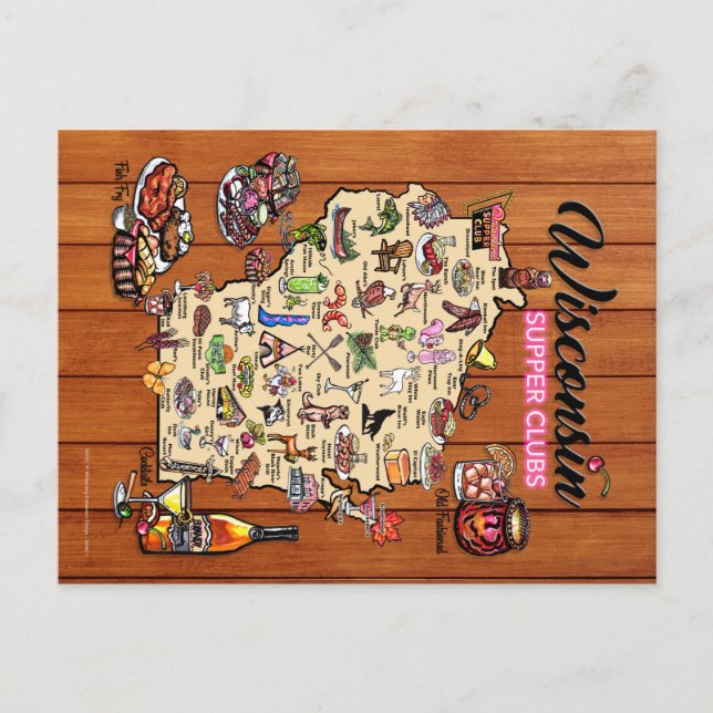 Carte postale - Carte du club de souper du Wiscons (Devant)
