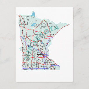 Carte postale Carte Interstate Minnesota