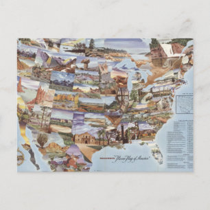 Carte Postale "Carte miroir de l'Amérique" - Les repères de la n