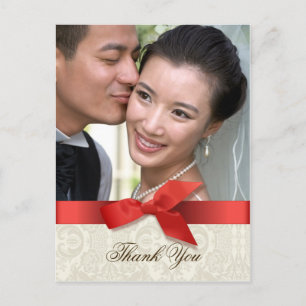 Carte postale Carte photo Coral et Taupe Merci