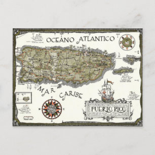 Carte postale Carte Porto Rico Espagnol illustrée