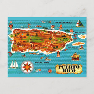 Carte postale Carte Porto Rico illustrée en espagn