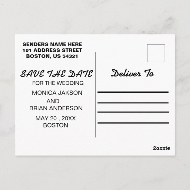 Carte postale, carte postale Mariage, Faire-part d (Dos)