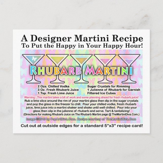 Carte postale Carte Rhubarb Spring Martini Recette (Devant)