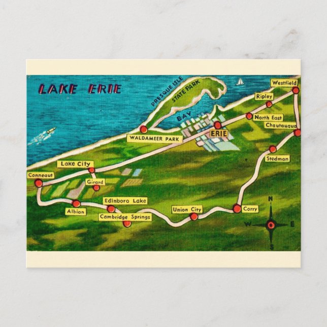 Carte postale Carte Vintage Erie Pennsylvanie (Devant)