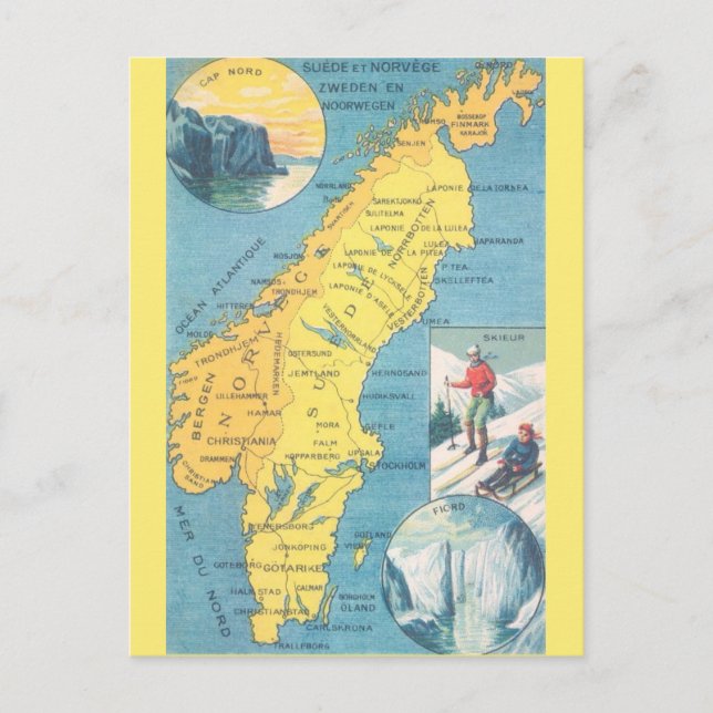 Carte postale Carte vintage Suède (Devant)