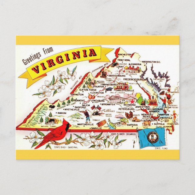 Carte postale Carte vintage Virginie (Devant)