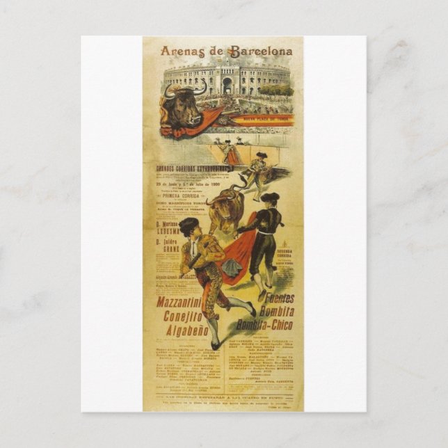 Carte Postale Cartel Toros Barcelona - Bullfight Matador (Devant)