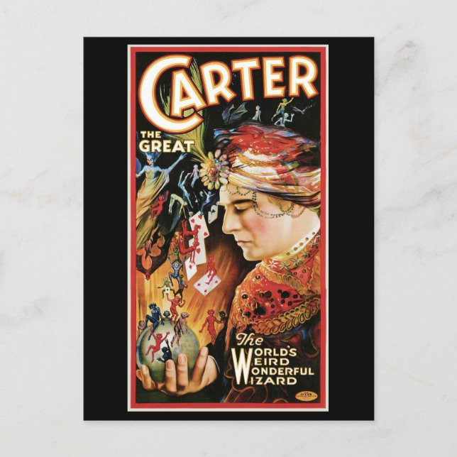 Carte Postale Carter The Great ~ Wizard Vintage Magic Act (Devant)