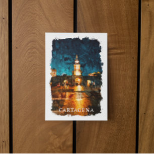 Carte Postale Carthagène par nuit Colombie City View