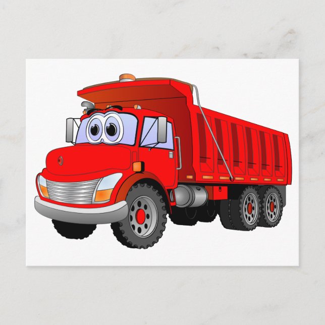 Carte Postale Cartographie de camion à vidange rouge (Devant)