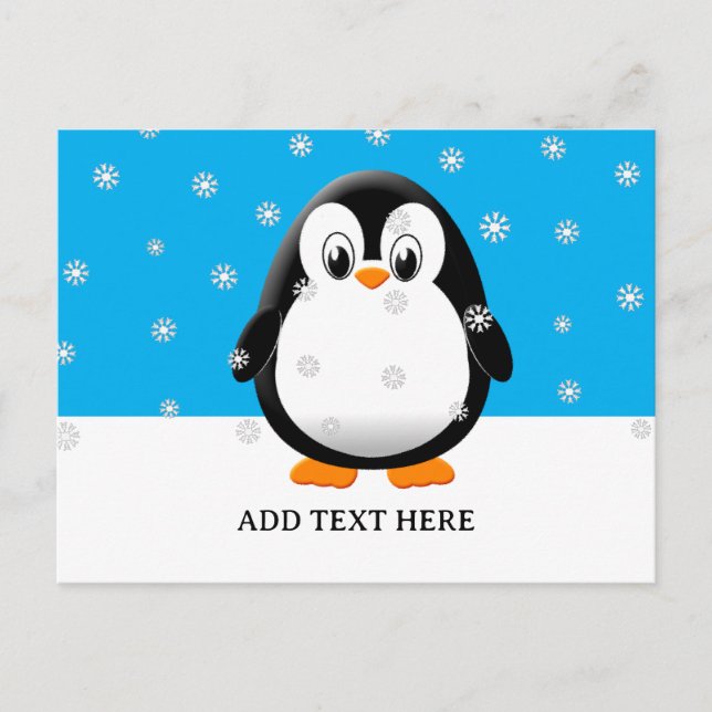 Carte Postale Cartographie de pingouin mignon Flacons de neige p (Devant)