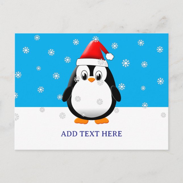 Carte Postale Cartographie de pingouin mignon Flacons de neige p (Devant)