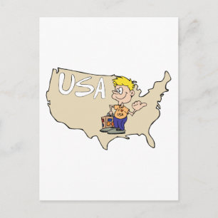 Carte Postale Cartographie USA Map Art