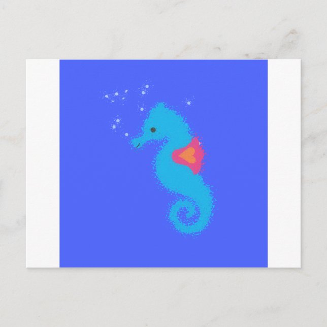 Carte Postale Carton bleu Seahorse (Devant)