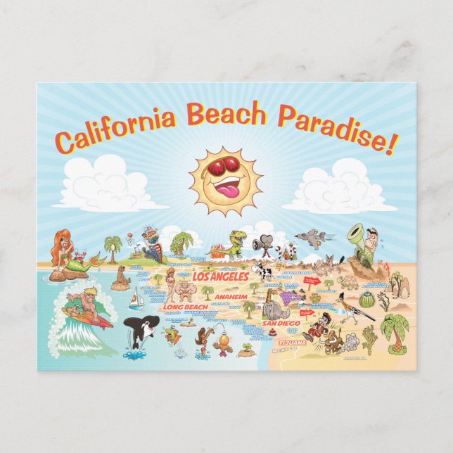Carte postale Carton California Beach Paradise (Devant)