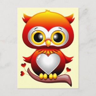 Carte postale Carton Coeur Amour Chouette Bébé