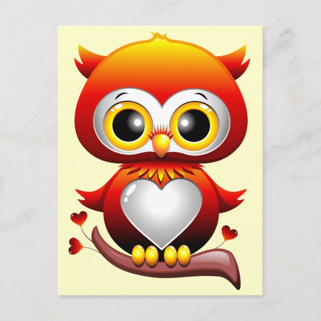 Carte postale Carton Coeur Amour Chouette Bébé (Devant)