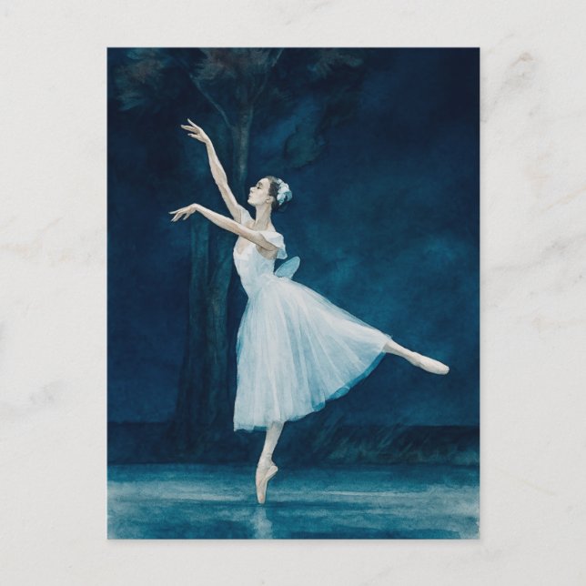 Carte Postale Carton d'aquarelle de ballerine de ballet Giselle (Devant)