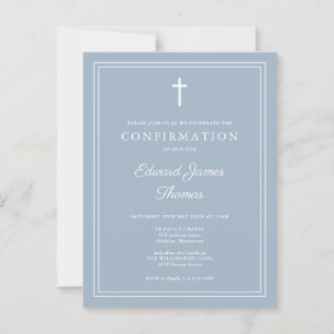 Carte Postale Carton de confirmation à bordure moderne bleu pous