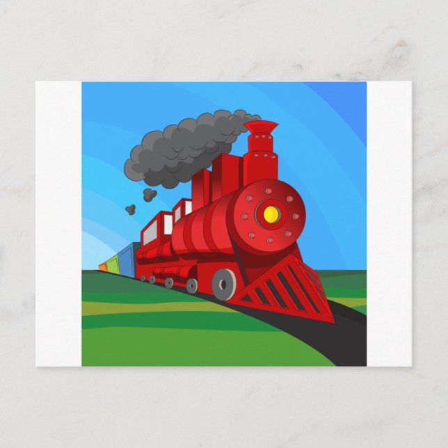Carte Postale Carton de la locomotive à vapeur (Devant)