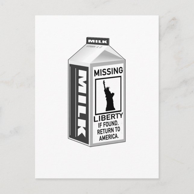 Carte Postale Carton de lait Liberty absent (Devant)