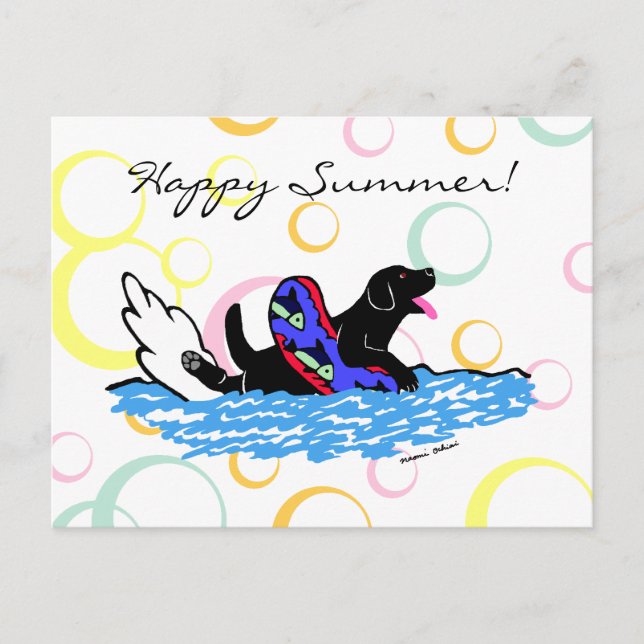 Carte Postale Carton de natation Black Labrador (Devant)
