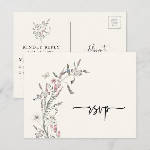 Carte Postale Carton de réponse de mariage floral
