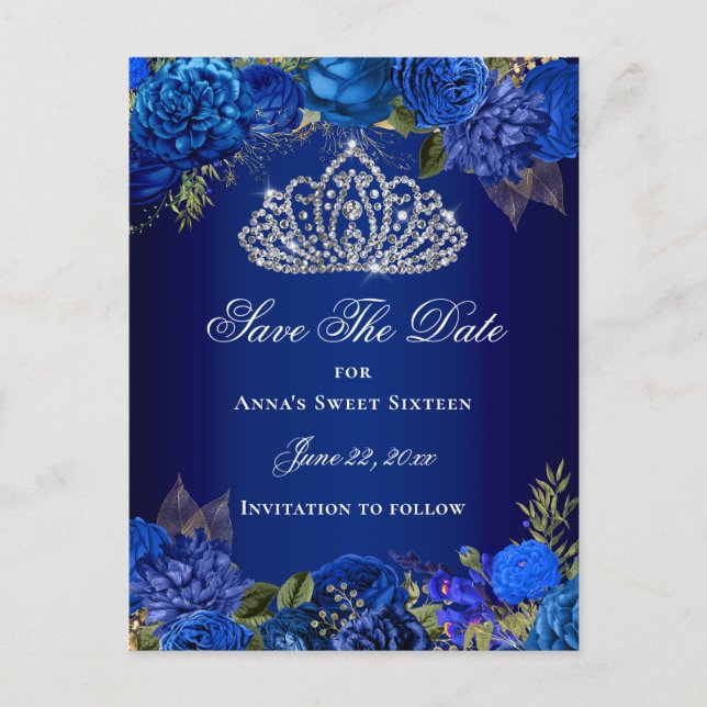 Carte Postale Carton de sauvegarde Royal Blue Floral Sweet Sixte (Devant)