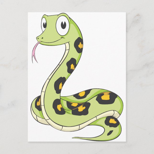 Carte Postale Carton de serpent d'Anaconda vert mignon (Devant)