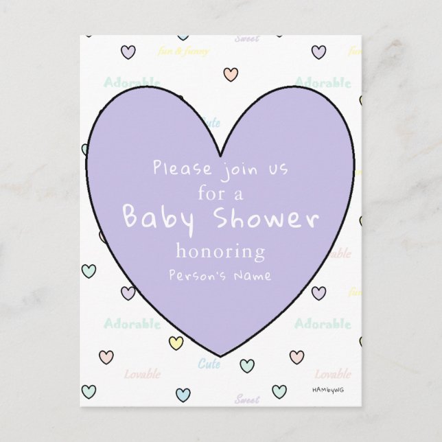 Carte Postale Carton d'invitation à une fête de bébé HAMbyWG (Devant)